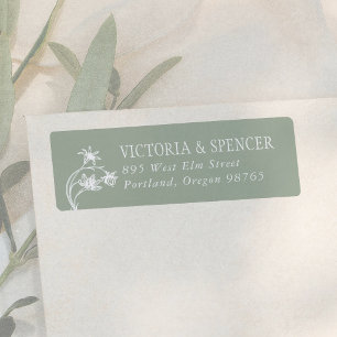 Sage Green Vintage Floral Wedding Return Address