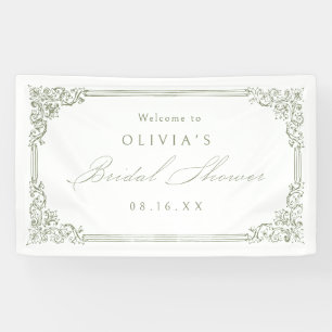 Sage Green Vintage Frame Elegant Bridal Shower Banner