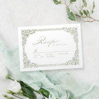 Sage Green Vintage Frame Elegant Script Wedding