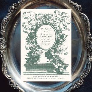 Sage Green Vintage French Floral Bridal Shower Invitation