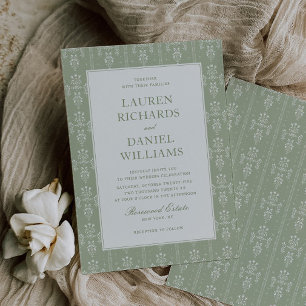 Sage Green Vintage Garden Estate Wedding Invitation