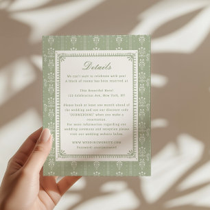 Sage Green Vintage Garden Wedding Details Enclosure Card