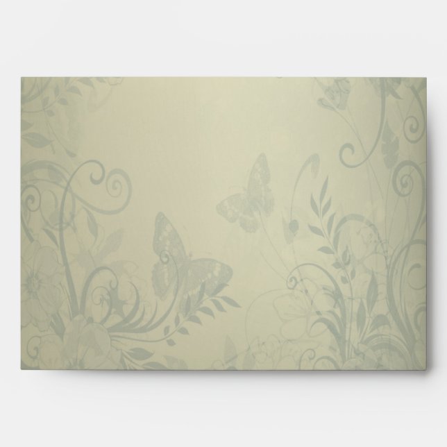 Sage Green Vintage Lace Wedding Envelopes (Front)