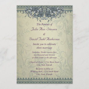 Sage Green Vintage Lace Wedding Invitation