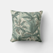 Sage Green Vintage Leaves Pattern