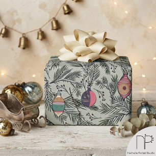 Sage Green Vintage Ornament Wrapping Paper