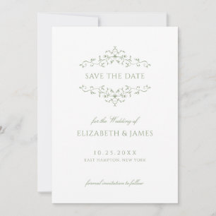 Sage Green Vintage Ornamental Save The Date