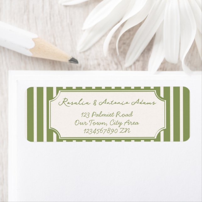 Sage green vintage stripes wedding custom (Insitu)