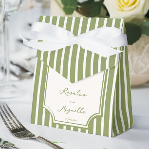 Sage green vintage stripes wedding favours custom favour box