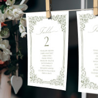 Sage Green Vintage Table Number Seating Chart