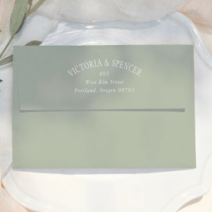 Sage Green Vintage Wedding Return Address Envelope
