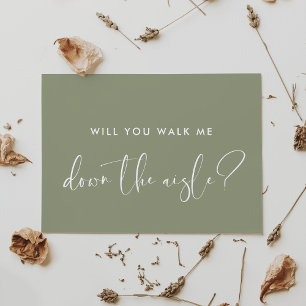 Sage Green Walk me down the aisle proposal Invitation