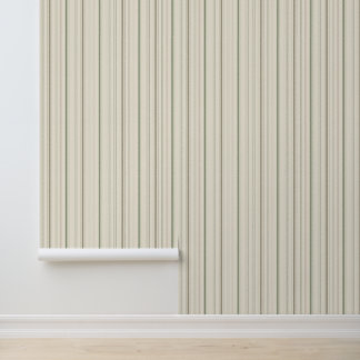 Sage Green & Warm Ivory Refined Vertical Stripe Wallpaper