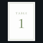 Sage Green Warm Modern Minimalist Wedding Table Number<br><div class="desc">Sage Green modern, minimalist wedding table number. Fully customisable! **PLEASE NOTE: For ordering Table Numbers, each card number must be edited/customised separately and added to your cart. For example: if you just select Qty: 20 cards and Add to Cart, it will be of the same number unless you customise each...</div>