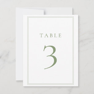 Sage Green Warm Modern Wedding Table Number