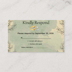 Sage Green Watercolor Botanical Wedding RSVP Card