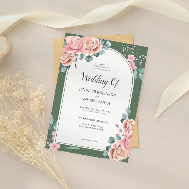 Sage Green Watercolor Floral Wedding Invitation (Creator Uploaded)