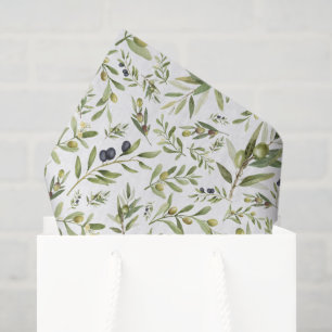 Sage Green Watercolor French Country Chic Olives Tissue Paper