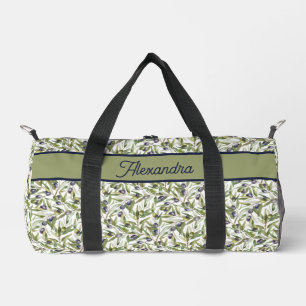 Sage Green Watercolor French Country Olive Duffle Bag