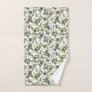 Sage Green Watercolor French Country Olive Hand Towel
