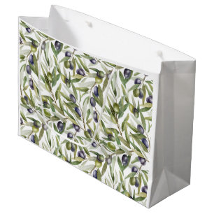 Sage Green Watercolor French Country Olive Large Gift Bag