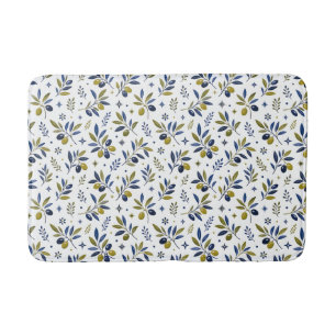 Sage Green Watercolor French Country Olive Pattern Bath Mat