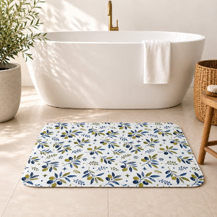 Sage Green Watercolor French Country Olive Pattern Bath Mat