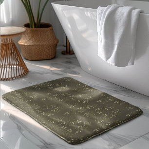 Sage Green Watercolor French Country Olive Pattern Bath Mat