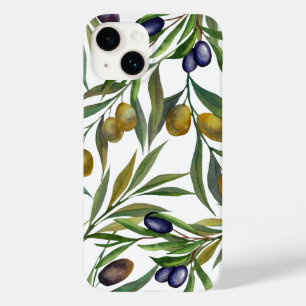 Sage Green Watercolor French Country Olive Pattern Case-Mate iPhone 14 Case