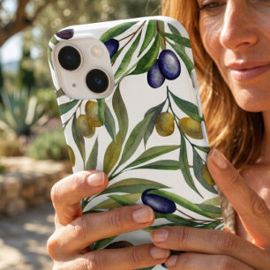 Sage Green Watercolor French Country Olive Pattern Case-Mate iPhone 14 Case