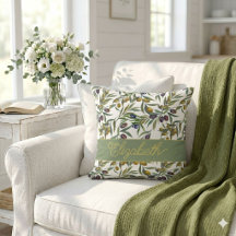Sage Green Watercolor French Country Olive Pattern