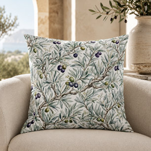 Sage Green Watercolor French Country Olive Pattern Cushion