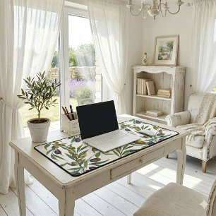 Sage Green Watercolor French Country Olive Pattern Desk Mat