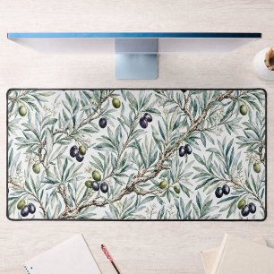 Sage Green Watercolor French Country Olive Pattern Desk Mat