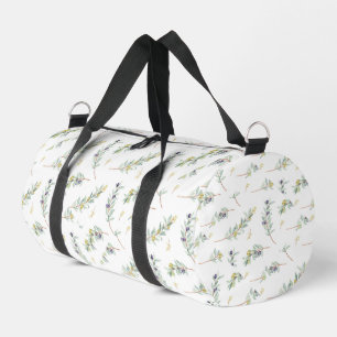 Sage Green Watercolor French Country Olive Pattern Duffle Bag