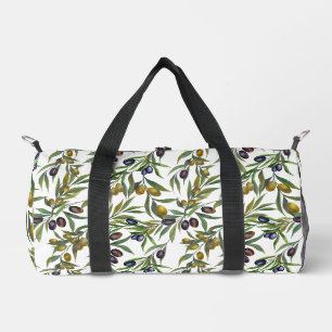 Sage Green Watercolor French Country Olive Pattern Duffle Bag