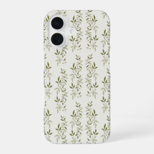 Sage Green Watercolor French Country Olive Pattern iPhone 16 Case