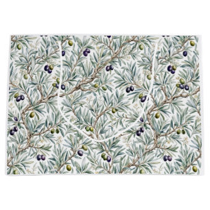 Sage Green Watercolor French Country Olive Pattern Large Gift Bag