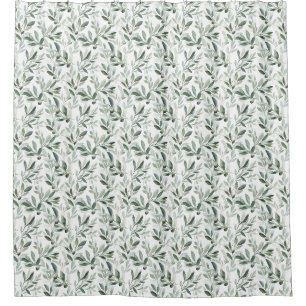 Sage Green Watercolor French Country Olive Pattern Shower Curtain