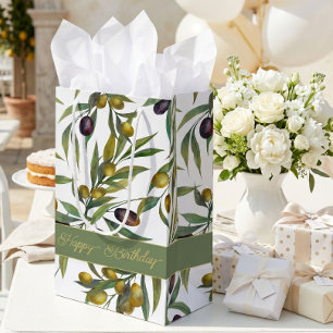 Sage Green Watercolor French Country Olive Pattern Small Gift Bag