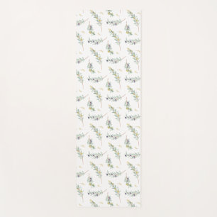 Sage Green Watercolor French Country Olive Pattern Yoga Mat