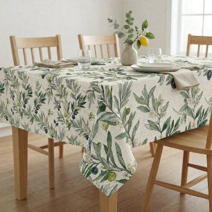 Sage Green Watercolor French Country Olive Tablecloth