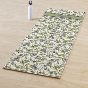 Sage Green Watercolor French Country Olive Yoga Mat