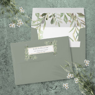 Sage Green Watercolor Greenery Return Address Envelope