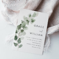 Sage Green Watercolor Leaves Modern Wedding