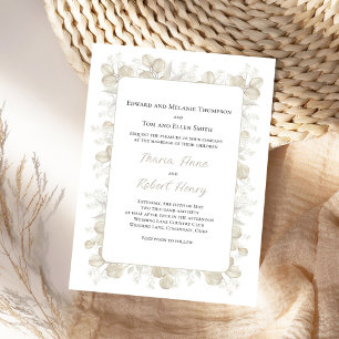 Sage Green Watercolor Leaves Wedding  Invitation
