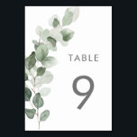 Sage Green Watercolor Leaves Wedding Reception Table Number<br><div class="desc">Sage Green Watercolor Leaves Modern Wedding Reception Wedding Guest Table Number

See Niche and Nest store for Set.</div>