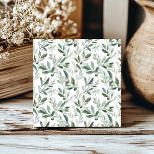 Sage Green Watercolor Olive Pattern Tile