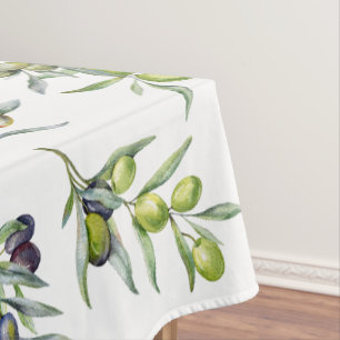 Sage Green Watercolor Olives Tablecloth