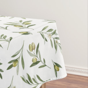 Sage Green Watercolor Olives Tablecloth